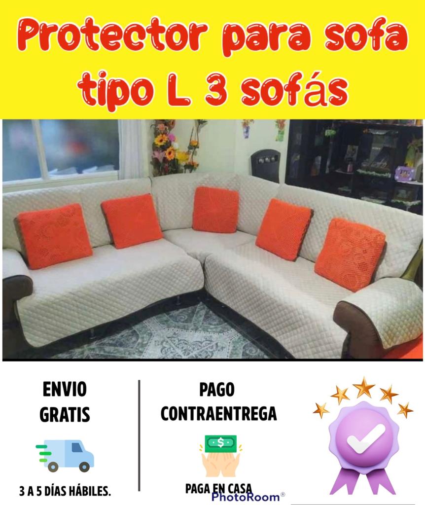 PROTECTOR PARA SOFA DOBLE FAZ REVERSIBLE TIPO L 3 SOFAS⭐️⭐️⭐️⭐️⭐️5/5