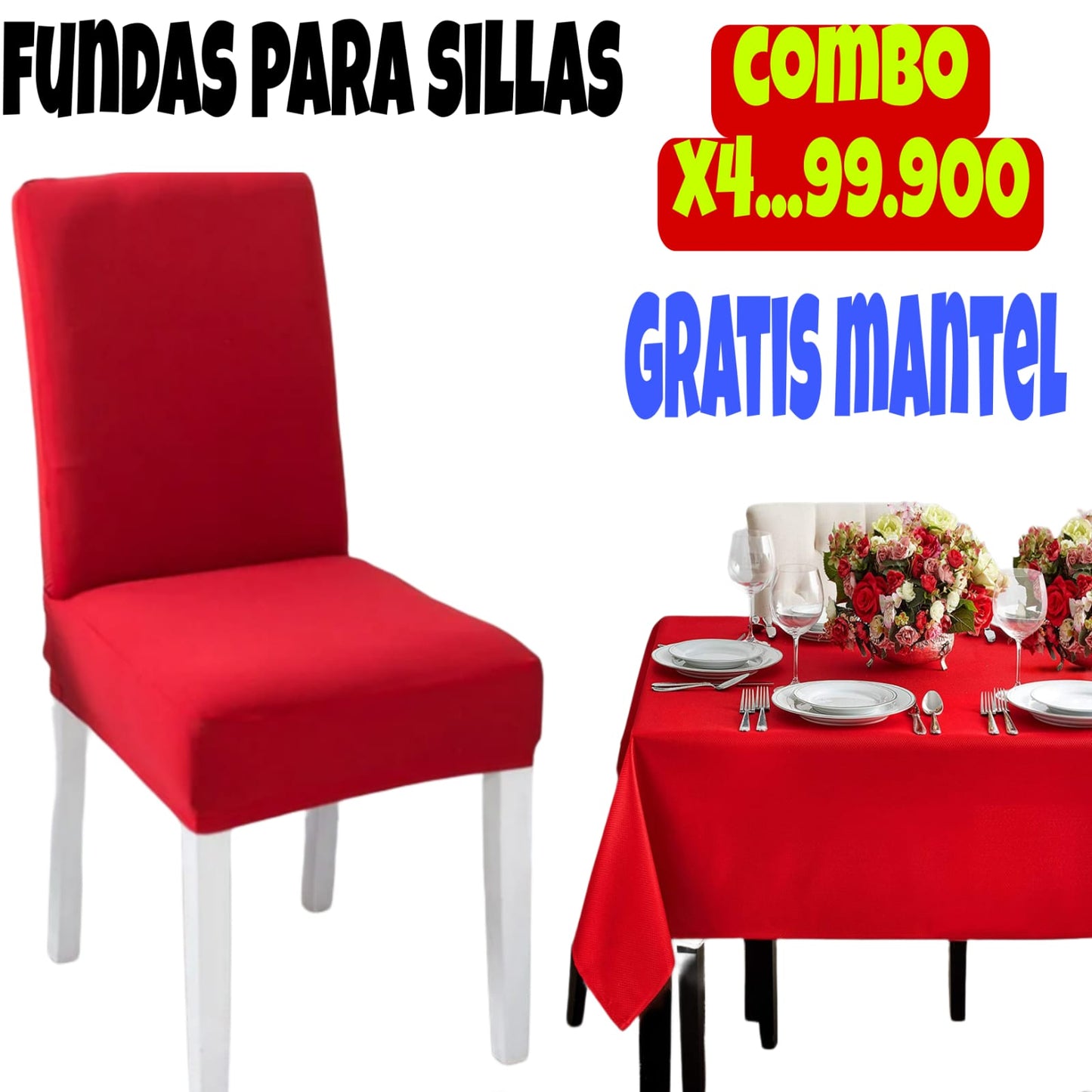 FUNDA AJUSTABLE PARA SILLAS DE COMEDOR GRATIS MANTEL ⭐️⭐️⭐️⭐️⭐️5/5