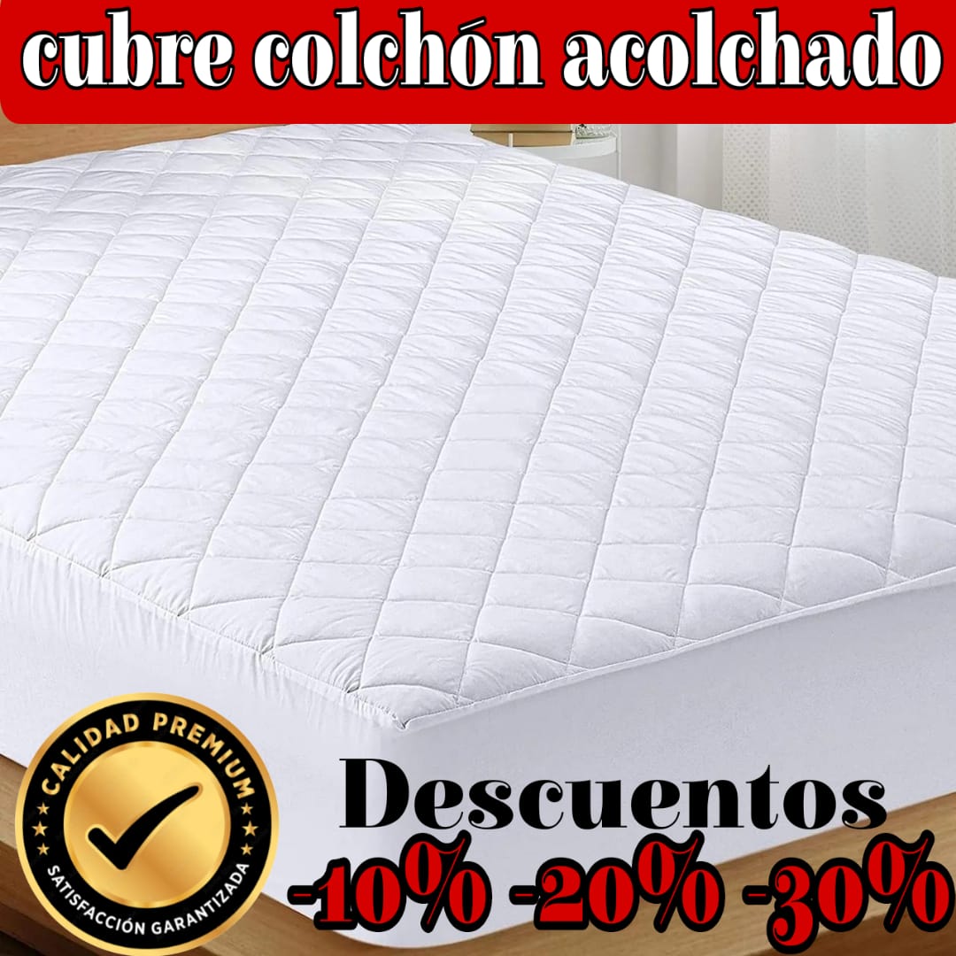 CUBRE COLCHON PREMIUM ACOLCHADO🛌 ALTO 45CM ⭐️⭐️⭐️⭐️⭐️5/5