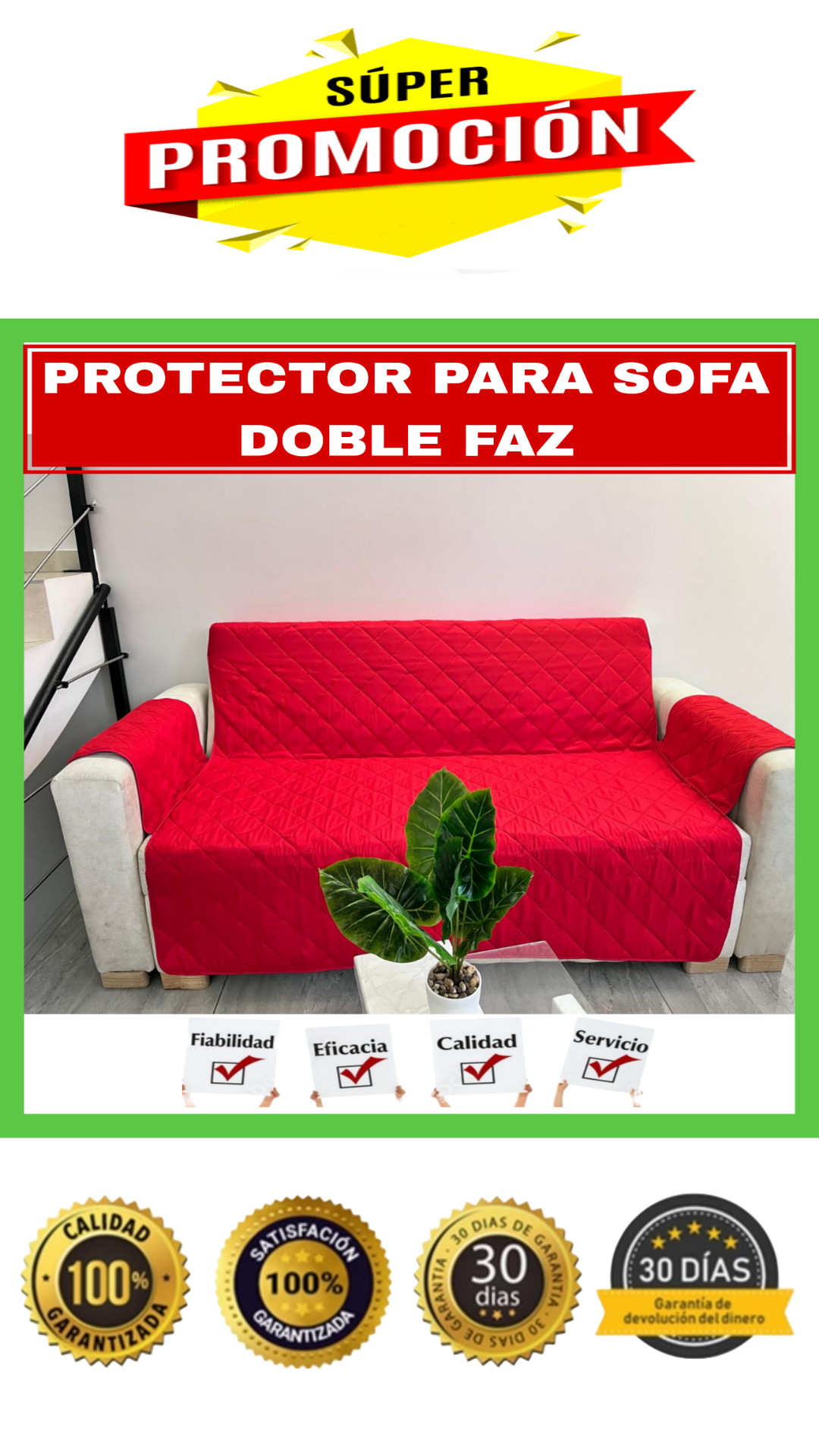 PROTECTOR PARA SOFA DOBLE FAZ REVERSIBLE 3 PUESTOS 160x180CM⭐️⭐️⭐️⭐️⭐️5/5